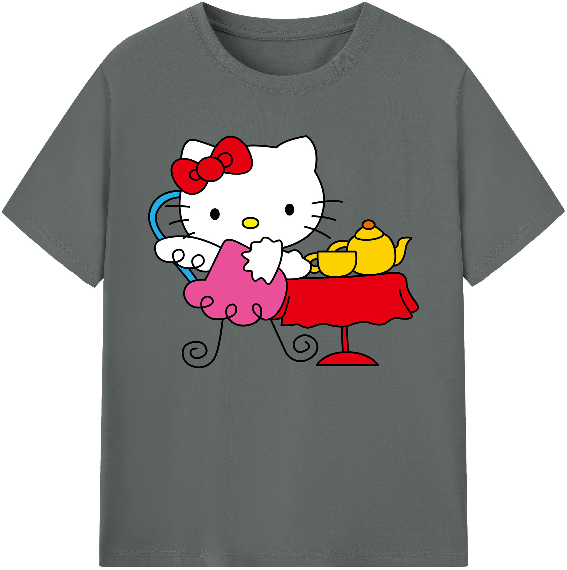 （画像用） Hello Kitty ハローキティ 綿100％ メンズ半袖Tシャツ｜肌触りやわらか＆通気性